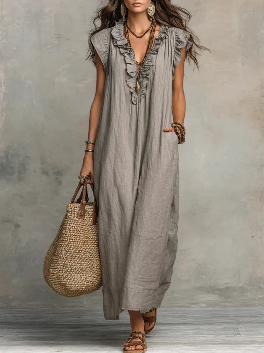 Evelyn | Linen & Cotton Maxi Dress