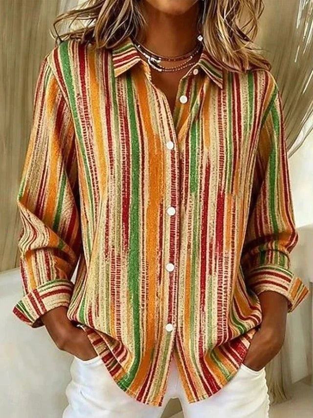 Harlowe™ | Blusa Button a Strisce Multicolore Vintage