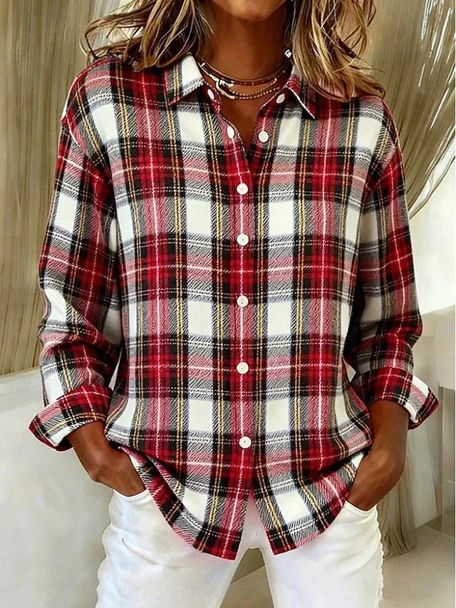 Dulcie™ | Blusa Vintage a Quadri con Bottoni Frontali