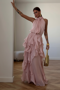 Harper | Open-Back Layered Ruffle Maxi Dress