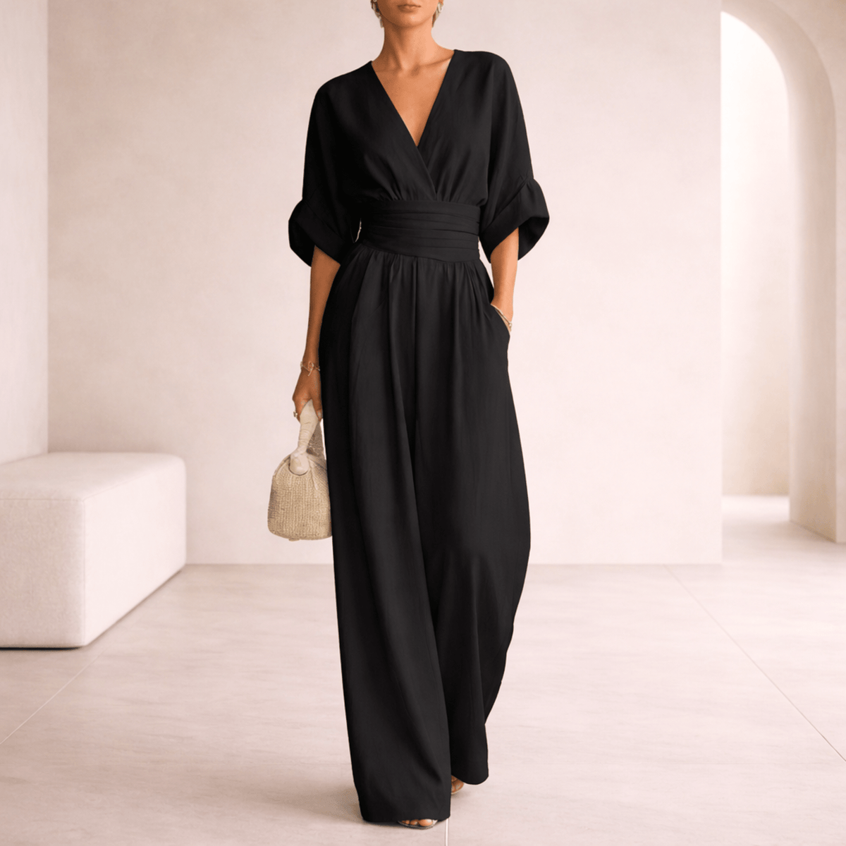 Elira | Tuta V-Neck Essenziale a Gamba Larga per Donne
