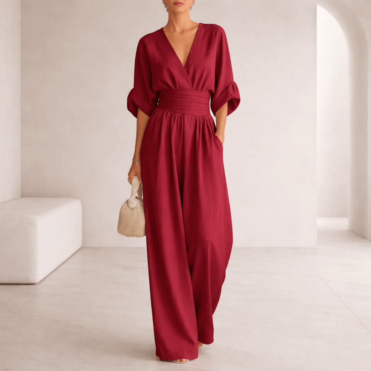 Elira | Tuta V-Neck Essenziale a Gamba Larga per Donne